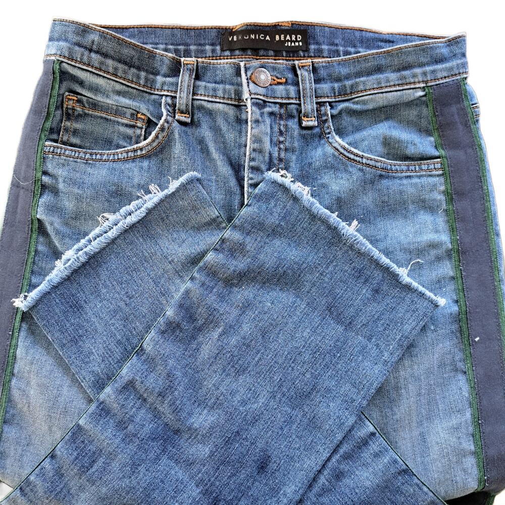 VERONICA BEARD Carly Kick Flare High Waist Crop Side Stripe Jeans Size 6/28 - Picture 11 of 11